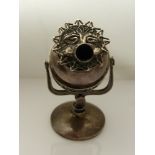 Antique Silver Pounce Pot, raised on hinged support with pourer, stamped sterling, mm RH, approx