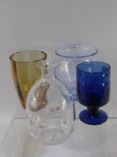 A Miscellaneous Quantity of Glass, including an amber White Friars tankard, a purple brandy balloon,