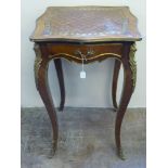 Early 20th Century Low Table, marquetry inlaid top with tulip border, having gilt metal mounts,