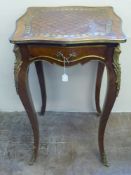 Early 20th Century Low Table, marquetry inlaid top with tulip border, having gilt metal mounts,