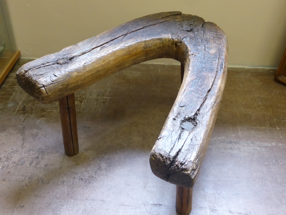 A 19th Century English Oak Work Bench, of horseshoe design.