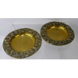 A Pair of Brass Pin Dishes, possibly Indian, approx 10 cms diameter.(2)