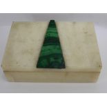 A White Marble and Malachite Jewellery Box, approx 16 x 10 cms.