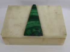 A White Marble and Malachite Jewellery Box, approx 16 x 10 cms.