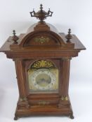 A Circa 1880 American Style Inlaid Wall Clock, the clock having carved deer finial with turned