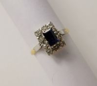 A Lady's 18 ct White Gold Sapphire and Diamond Ring, size T, approx wt 3.7 gms.