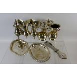A Miscellaneous Collection of Silver Plate, including two salts, one pepper, six mustard pots, two