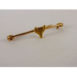An Antique 15 ct Gold Fox Head Stock Pin, approx wt 2.9 gms.