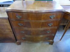 A Reproduction Serpentine Fronted Chest of Drawers, four long drawers, on bracket feet, approx 77