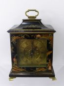 A Vintage Mantel Clock in the Chinoiserie Style, depicting an estate and figures in a pagoda