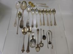 A Miscellaneous Quantity of Silver Spoons, including a Georgian caddy spoon, a Georgian jam spoon,