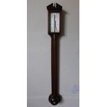 A Mahogany Cased Stick Barometer of Bristol Nr 16, with decorative inlay, approx 95 cms