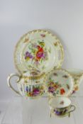 A Part 19th Century Dresden Porcelain Tea Set, comprising six cups, seven saucers, seven cake