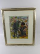 C. Stubbs, Mixed Media Study, depicting a couple greeting one another, signed lower right, approx 47