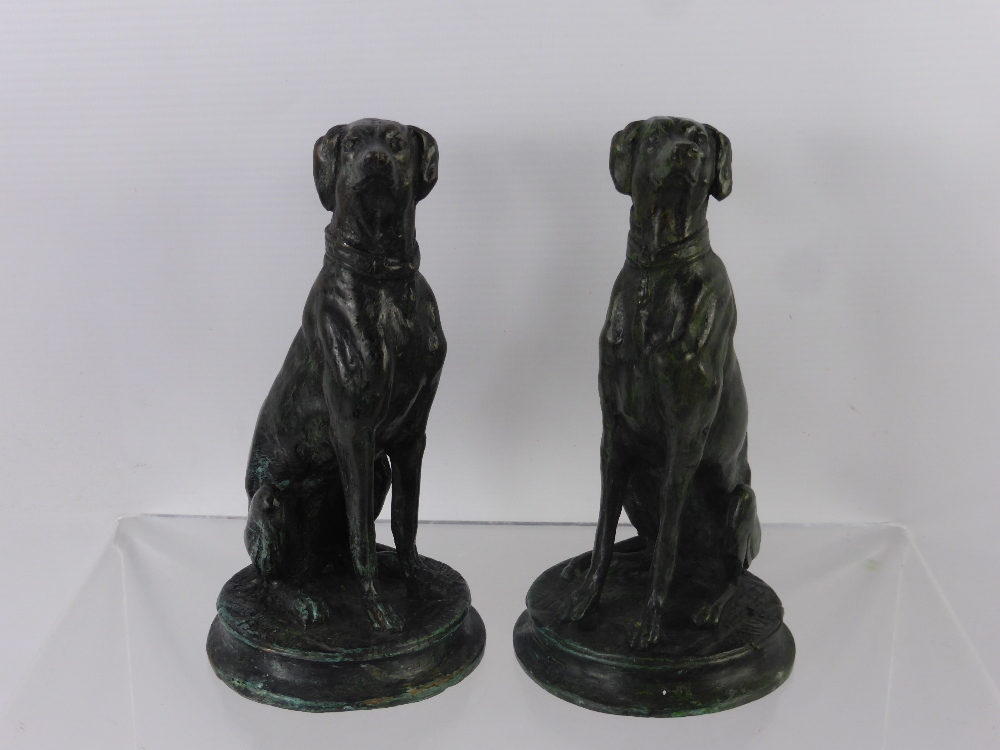 After Antoine-Louis Barye, A Pair of bronze seated greyhounds, approx 17 cms. - Image 2 of 2