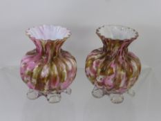 A Pair of Victorian Fluted Hand Blown End of Day Vases, circa 1880. (2)