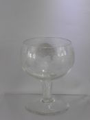 A Victorian Wine Goblet, acid etched with fruit design, twisted stem, approx 20 cms high.