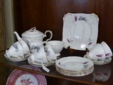 A Part Gladstone Staffordshire Porcelain Tea Set, including tea pot, milk jug, sugar bowl, six