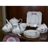 A Part Gladstone Staffordshire Porcelain Tea Set, including tea pot, milk jug, sugar bowl, six