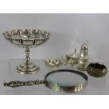 Miscellaneous Items, including a lattice work bon bon dish on pedestal base, Chester hallmark, dated