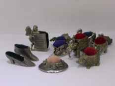 A Collection of Miscellaneous Pin Cushions, including Wood Setton, Past Times, Silver Scenes,