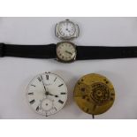 A Collection of Miscellaneous Watches, including two silver cased wrist watches, one with minute