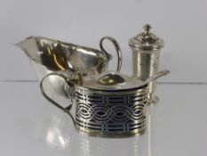 A Silver Mustard Pot, Chester hallmark dd 1912, the mustard with domed hinged lid with thumb