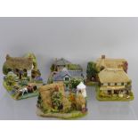 A Collection of Lilliput Lane Cottages, including "Lucky in Love", "Sea Shanty", "House in the