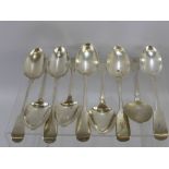 Nine Miscellaneous Silver Table Spoons, including two Victorian London hallmark dd 1877, one