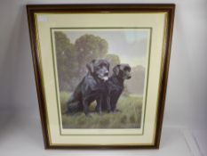 Nigel Hemming, limited edition print entitled "Black Labradors" nr 728/850, approx 42 x 53 cms,