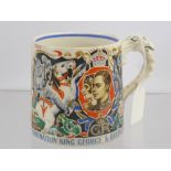 A Dame Laura Knight Coronation King George and Queen Elizabeth Lion Handle Commemorative Mug.