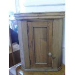 A Vintage Pine Hanging Corner Cupboard, approx 69 x 53 x 29 cms.