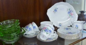 A Miscellaneous Collection of Vintage Glass, including a Royal Albert "Sweet Pea" part tea set