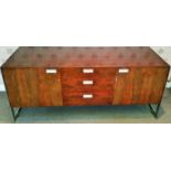 A Retro Rosewood and Chrome Bespoke Office Suite, the suite comprising desk, desk top approx 200 x