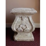 A Stone Composite Garden Plinth, approx 40 x 29 cms 16.