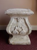 A Stone Composite Garden Plinth, approx 40 x 29 cms 16.