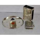A Silver Pin Dish, London Hallmark, mm G.M. & Co., with centre square depicting card suits, together