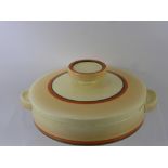 Clarice Cliff for Newport Pottery, Peach dish and cover.