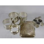 A Miscellaneous Quantity of Silver, including six napkin rings, cigarette case, Chester hallmark