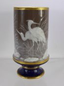 A 19th Century Pate-sur-Pate Vase, decorated with heron at the river side, approx 14 cms, with