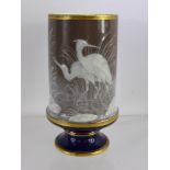 A 19th Century Pate-sur-Pate Vase, decorated with heron at the river side, approx 14 cms, with