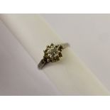 A Lady's Vintage Platinum and Diamond Cluster Ring, the ring set with a central old cut diamond 30/