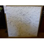 Cricket Memorabilia, a panel with over 100 signatures of World Class Cricketers, including Bob