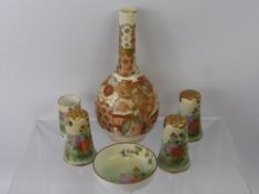 A Quantity of Japanese Satsuma Ware, including a posy vase depicting figures in a garden, a pin