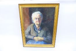 Teresa Henry, British, Oil on Canvas, depicting an elderly woman, approx 69 x 54 cms,