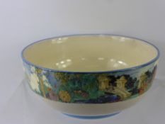 Clarice Cliff for Newport Pottery Bowl, depicting pagoda garden, approx 21 cms dia.