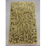 A 19th Century Chinese Carved Card Case, depicting various characters amongst pagoda landscape,