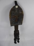 An Antique Gabonese Reliquary Kola, the figure having a metal work face with cotton ropes neck,