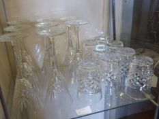 Miscellaneous Glass, including eight long stem hock glasses, eight water glasses and six Thomas Webb