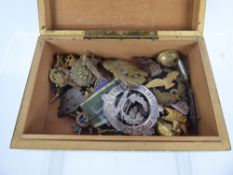 A Wooden Box Containing Various Military Insignia, sweetheart badges, medals, collar badges etc.